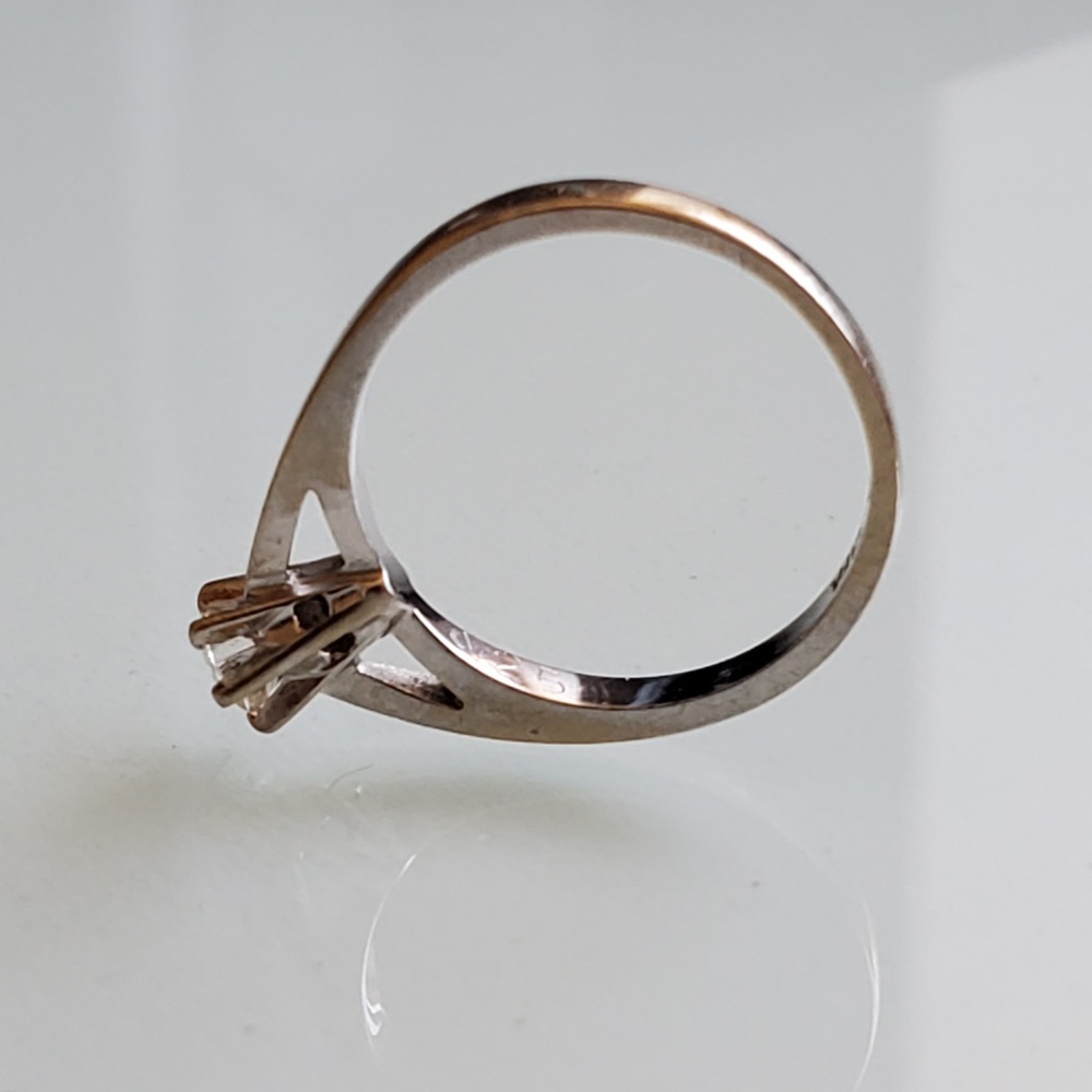 Vintage Retro GIFA 14K White Gold Diamond Solitaire Ladies Ring Size 6.5